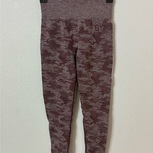 Gymshark Camo Seamless Leggings Purple Marl High Waisted Athletic 23” Waist